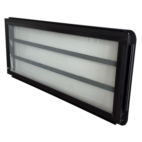 Seitenfenster Camper Fenster Lamellenfenster schwarz VW Bus T3 91984-07.192 105 x 43 cm Knopf rechts